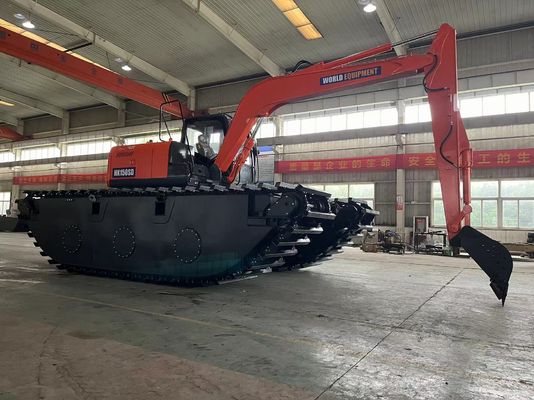 Excavadora anfíbia HK150SD com 0,25 a 0,5 M3 Máquina de limpeza de rio Boom de longo alcance
