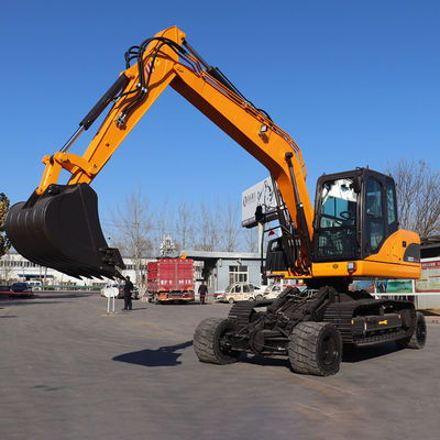 Máquina escavadora amarela 9 Ton Hydraulic Compact Excavator da esteira rolante da roda