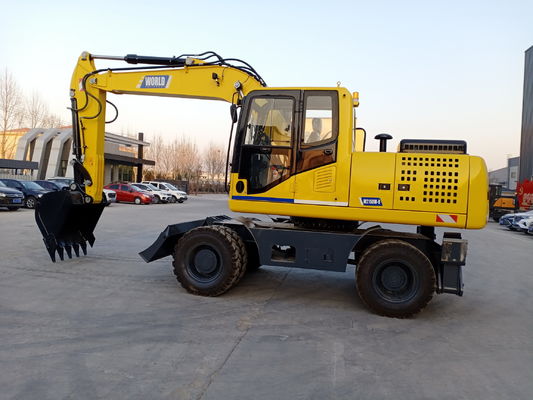 92 KW Motor Mini Excavator de rodas Max. Radius de escavação 8000MM 9.00-20/8 Pneus